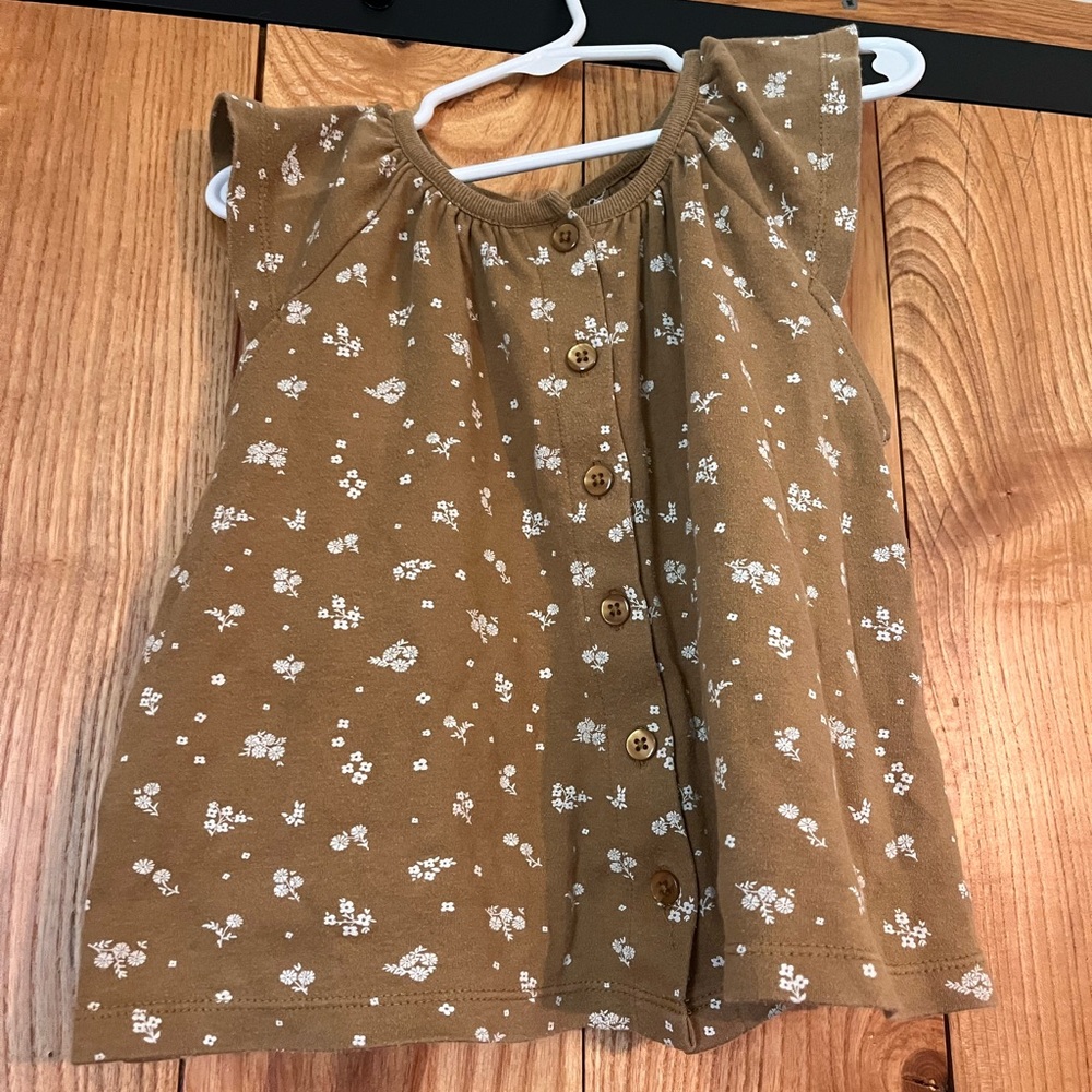 Jamie Kay Mustard Floral Girls Button-Front Top